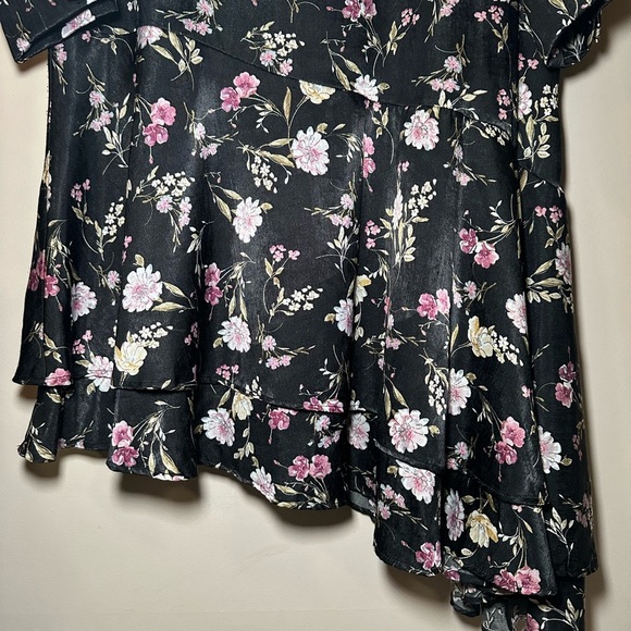 Japparel Y2K Vintage Asymmetrical Whimsigoth Black Floral Dress Size XXL - Picture 4 of 10